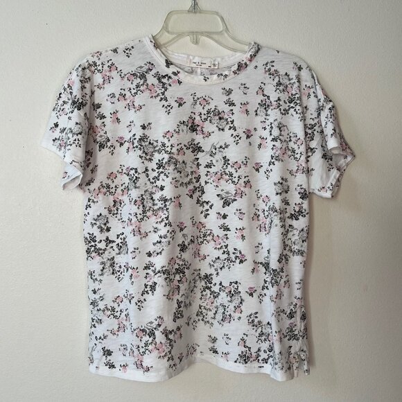 Rag and Bone New York Pima Cotton Floral Short Sleeve Tee T-shirt Top - Picture 16 of 16